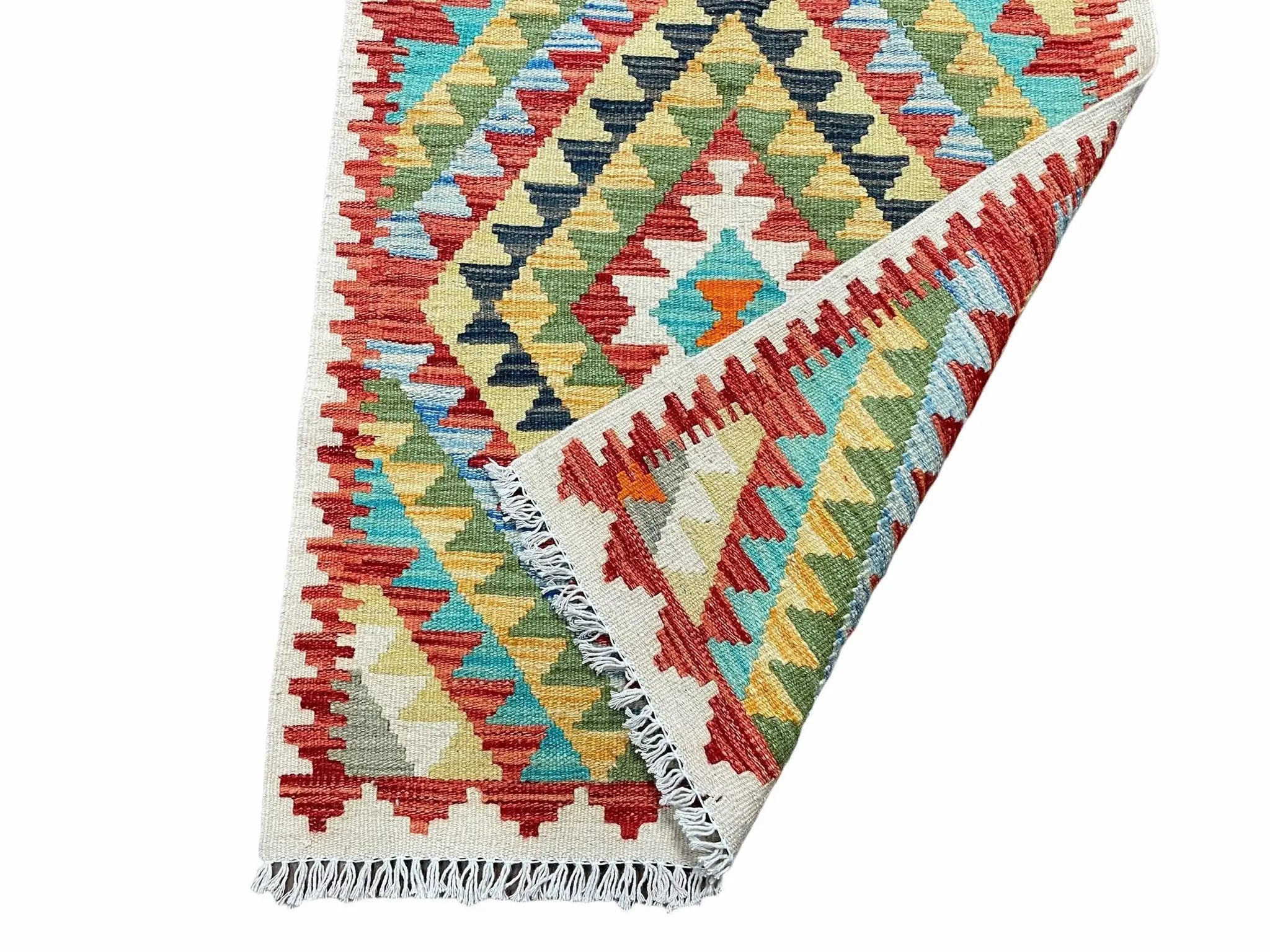Small Kilim Rug 2x3 Colorful Turkish Kilim Accent Rug New Flatweave Wool Kilim Chobi Kilim Diamond Zigzag Playroom Rug by Jewel Rugs