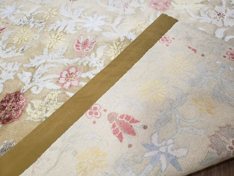 Modern Tibetan Rug 6x9, Wool and Silk Tibetan Rug, Handmade Tibetan Rug, Silk Flowers, Contemporary Rug, Soft Rug, Tibetan Area Rug, Tan by Jewel Rugs