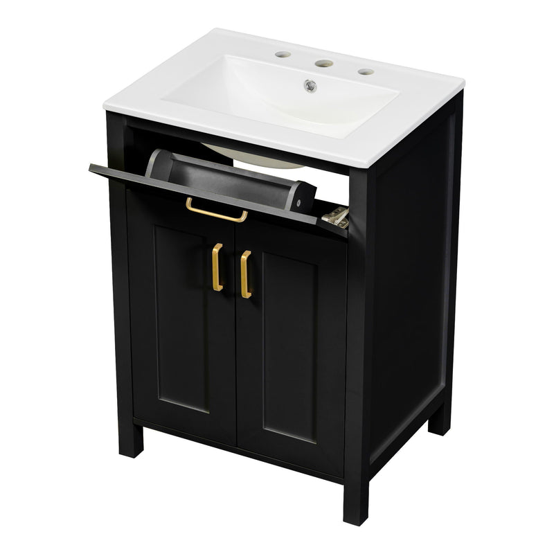 Bathroom Vanity Combo With Ceramic Sink, Luxurious Space-Saving Vanity, 2 Soft Close Doors by HouseOfZazla