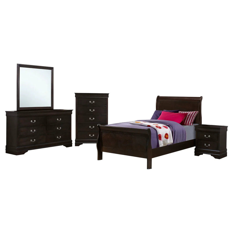 Louis Philippe 5-piece Twin Bedroom Set Cappuccino by Unique Piece Furniture