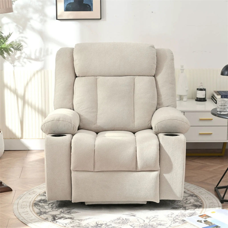 Power Lift Recliner Chair With Extended Footrest, Remote Control, Cup Holders, And Side Pockets by HouseOfZazla