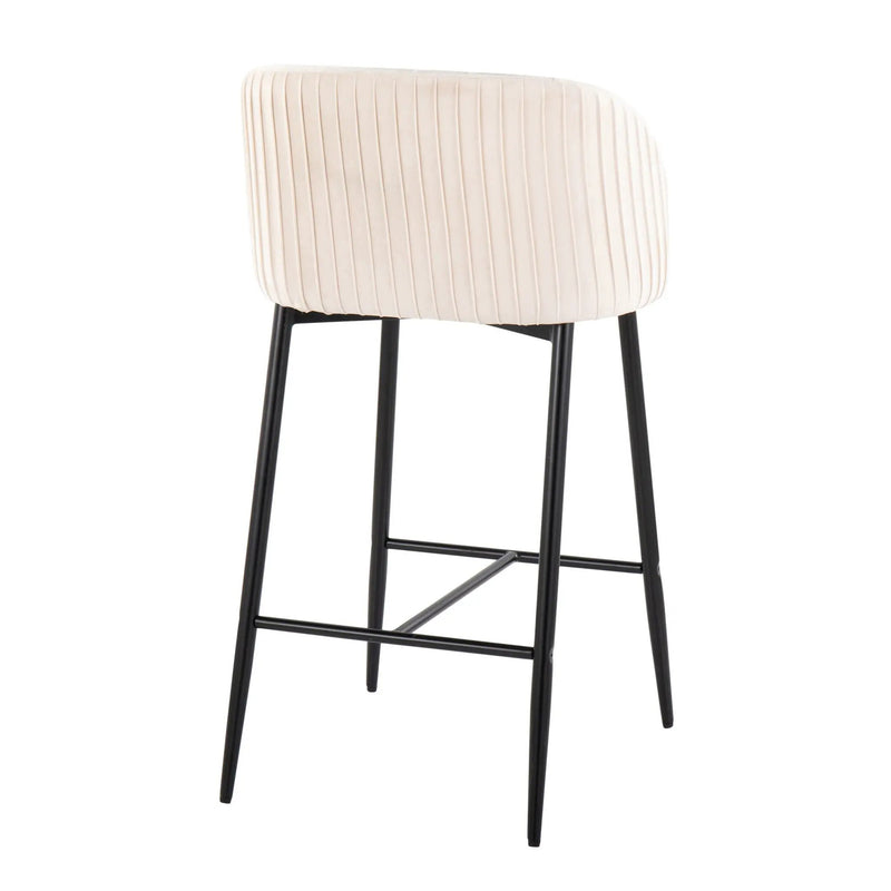 Fran - Pleated Waves Contemporary, Fixed Height Counter Stool (Set of 2) by HouseOfZazla