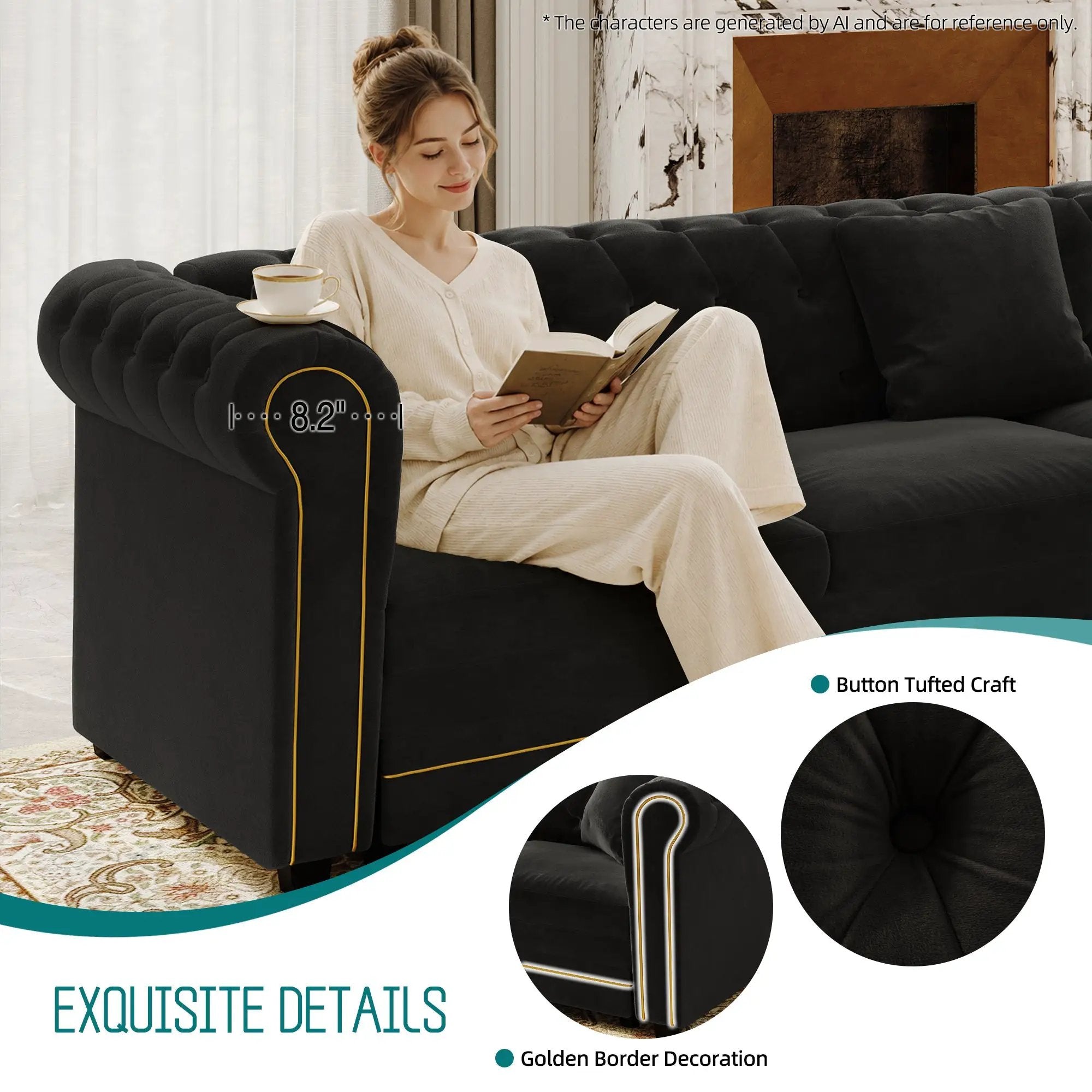 115.3" L-Shaped Sofa Couch with Pull-Out Bed by HouseOfZazla