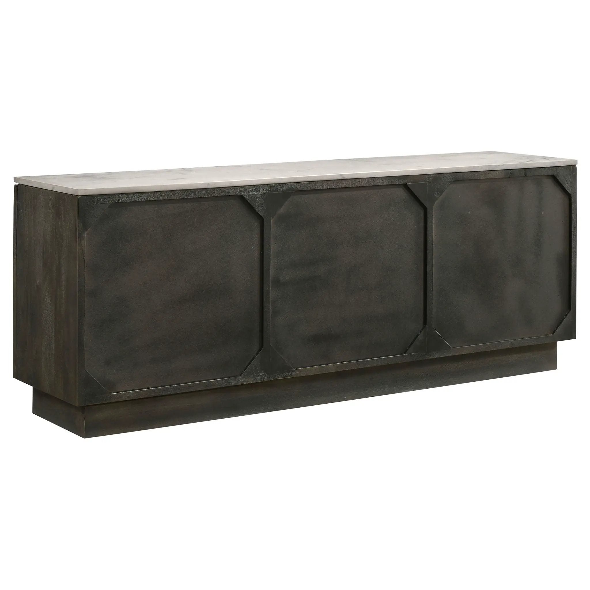 Dennis 3-door Marble Top Sideboard Buffet Tobacco Grey by Unique Piece Furniture