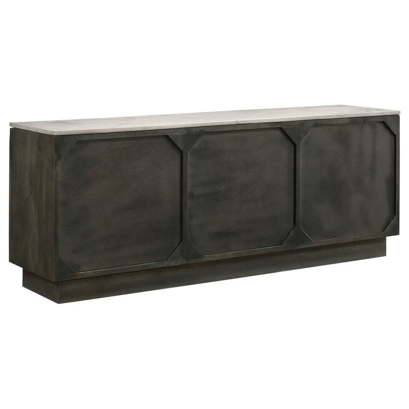 Dennis 3-door Marble Top Sideboard Buffet Tobacco Grey by Unique Piece Furniture