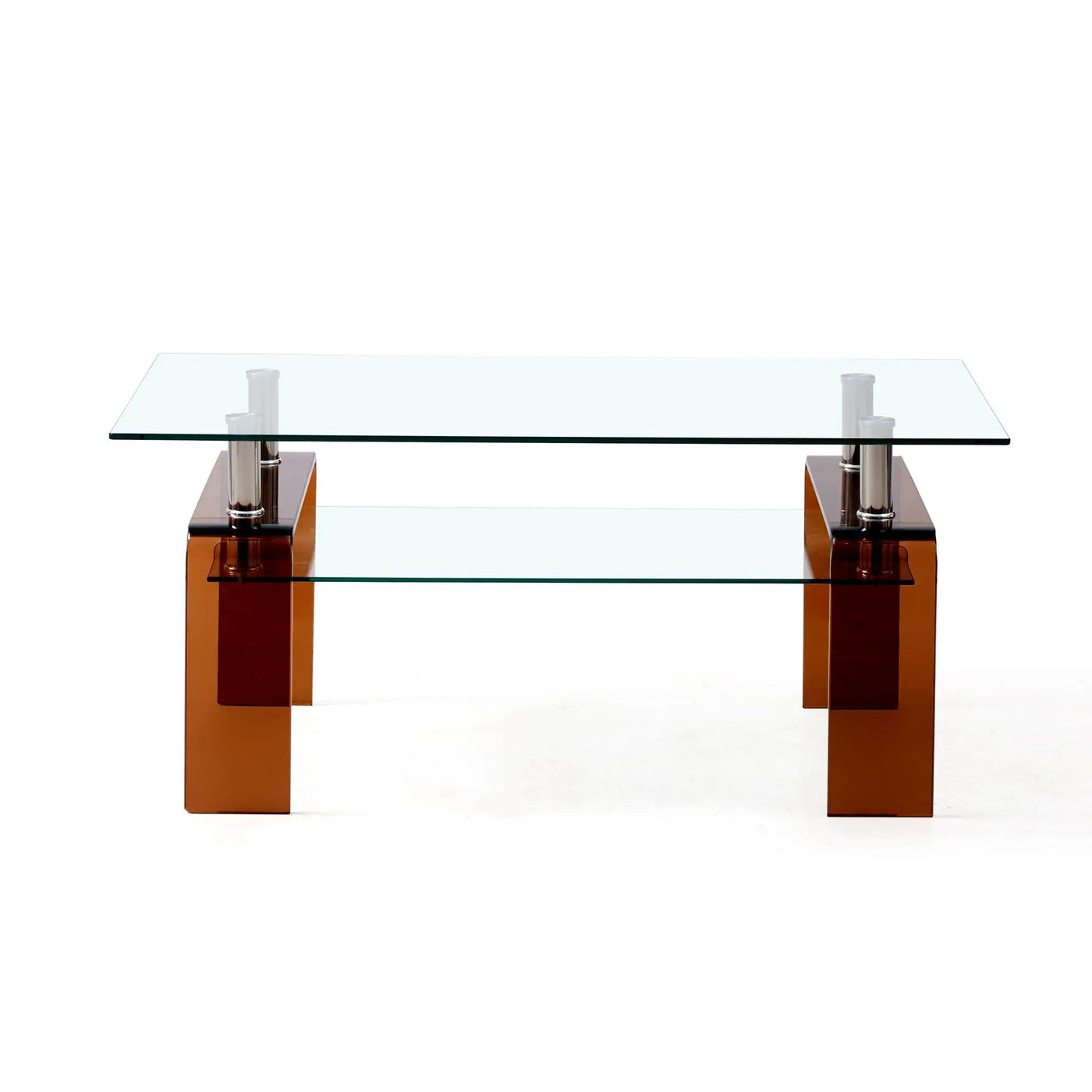 Modern Tempered Glass Coffee Table With 2 Tier Storage For Living Room by Unique Piece Furniture