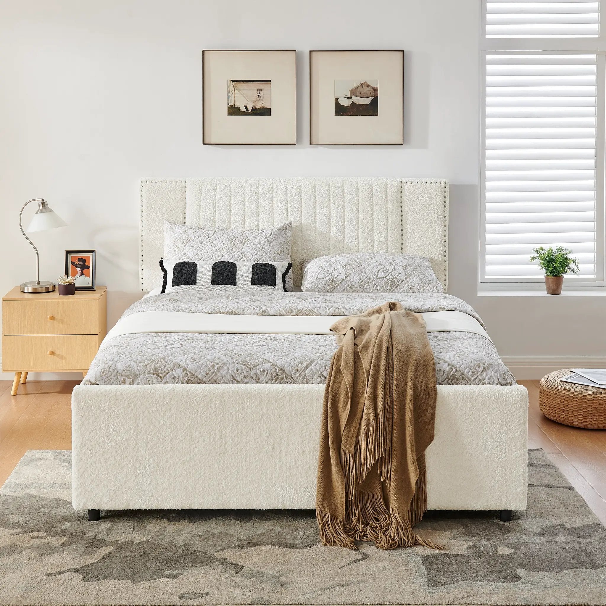 Queen Size Vertical Channel Tufted Upholstered Bed with Storage and Trundle by HouseOfZazla