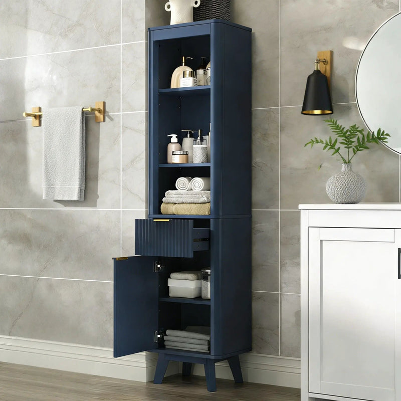 Tall Bathroom Storage Cabinet With Adjustable Shelves And 1 Drawer & Door by HouseOfZazla