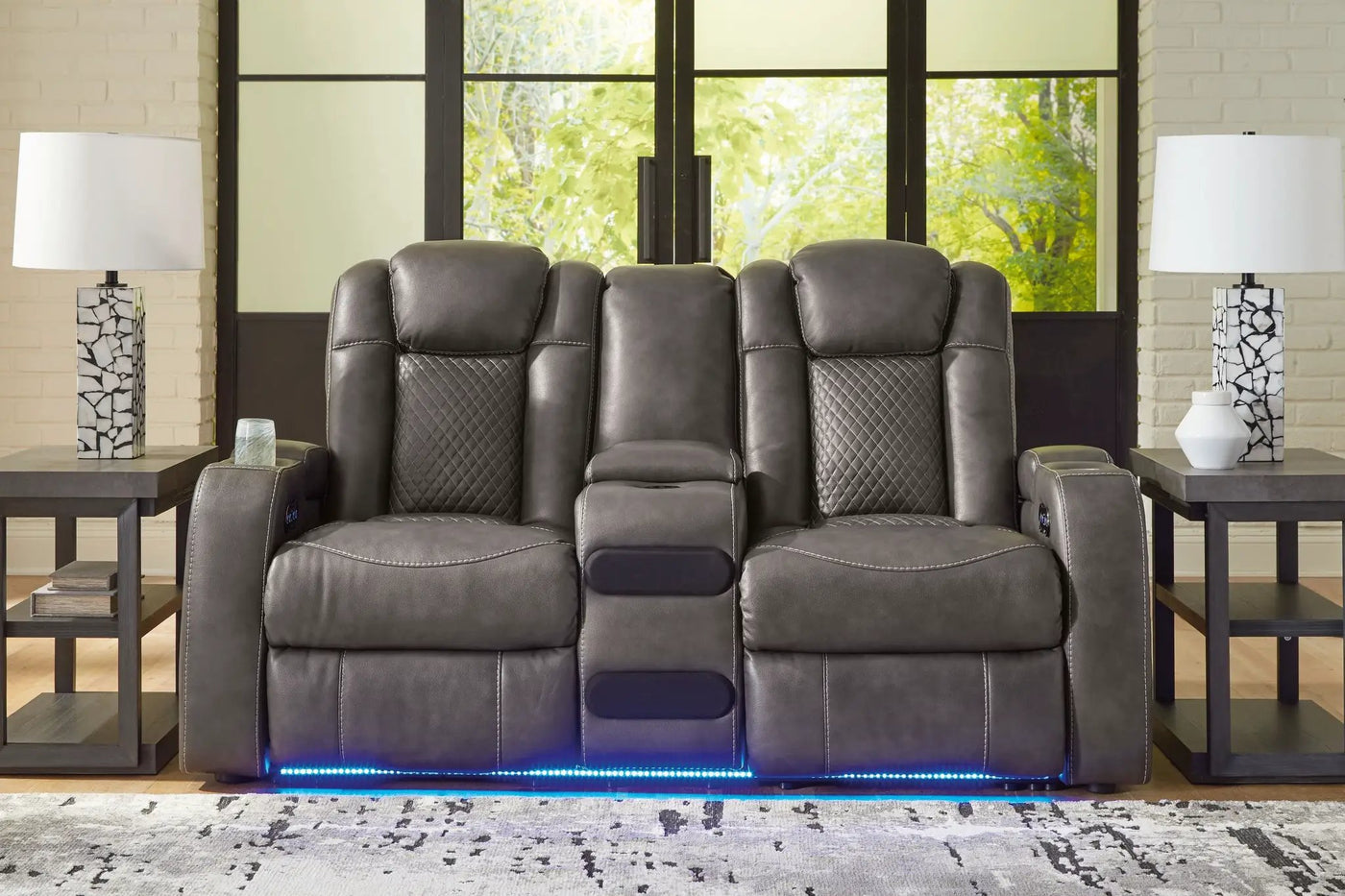 Fyne-dyme - Power Reclining Loveseat With Console/Adj Hdrst by Unique Piece Furniture