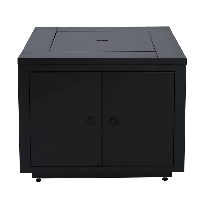 30inch Square Steel Fire Pit Table, in Black,40000BTU by HouseOfZazla