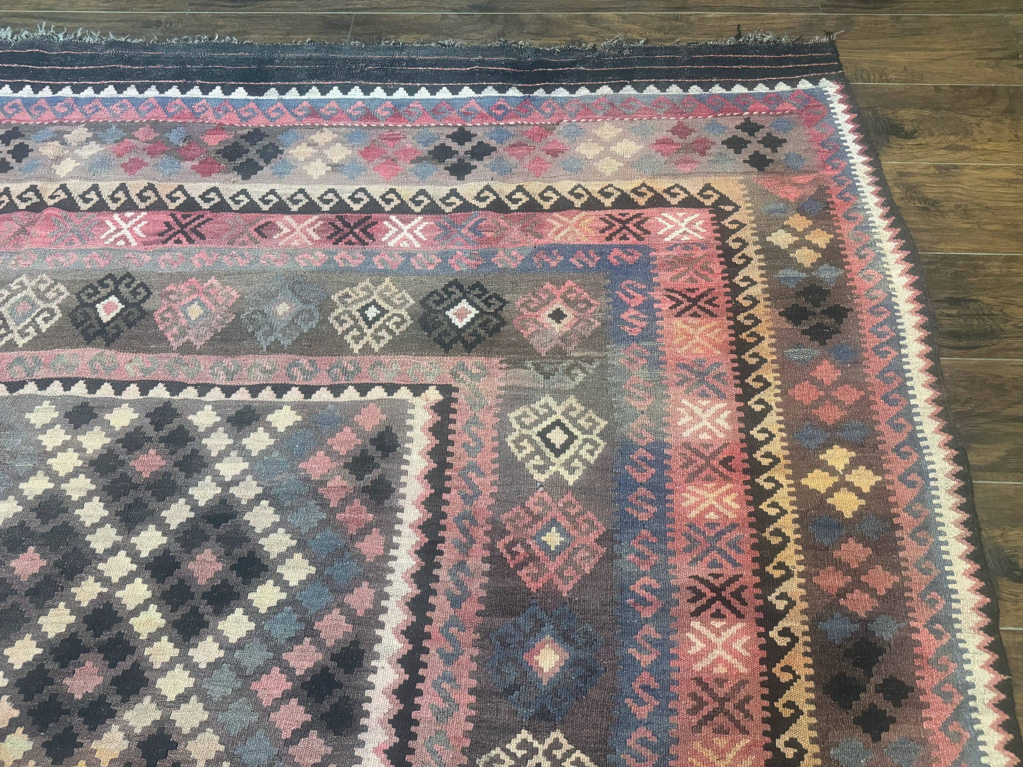 Persian Kurdish Kilim Rug 8x10, Large Flatweave Tribal Bohemian Rug, Vintage Zarand Kilim by Jewel Rugs