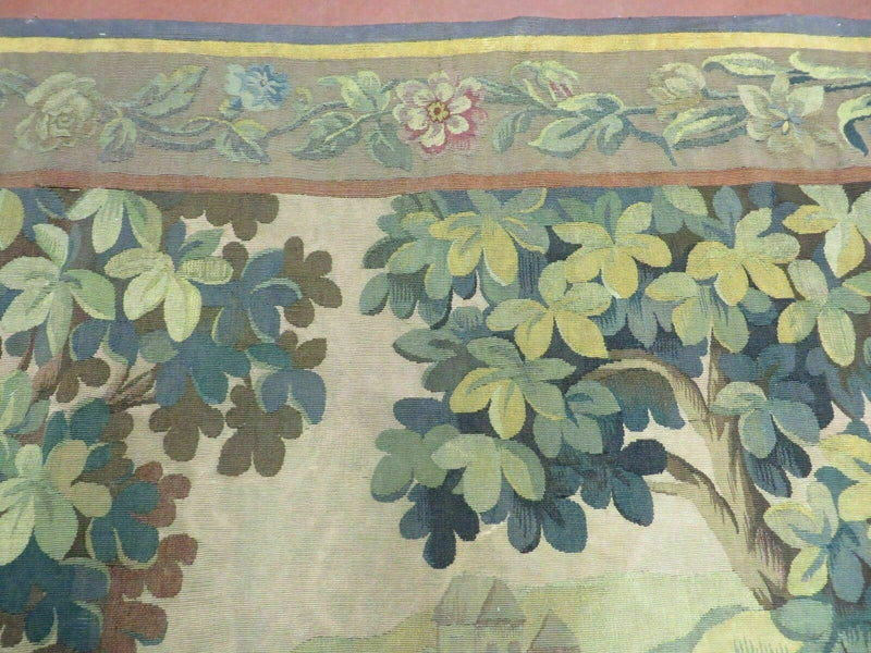 Antique French Tapestry 5x6 French Handmade Aubusson Nature One Of A Kind Rare by Jewel Rugs