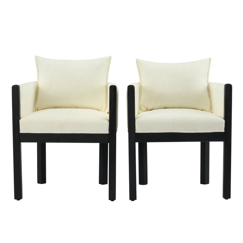 Linen Upholstered Armchair with Black Rubber Wood Legs by HouseOfZazla