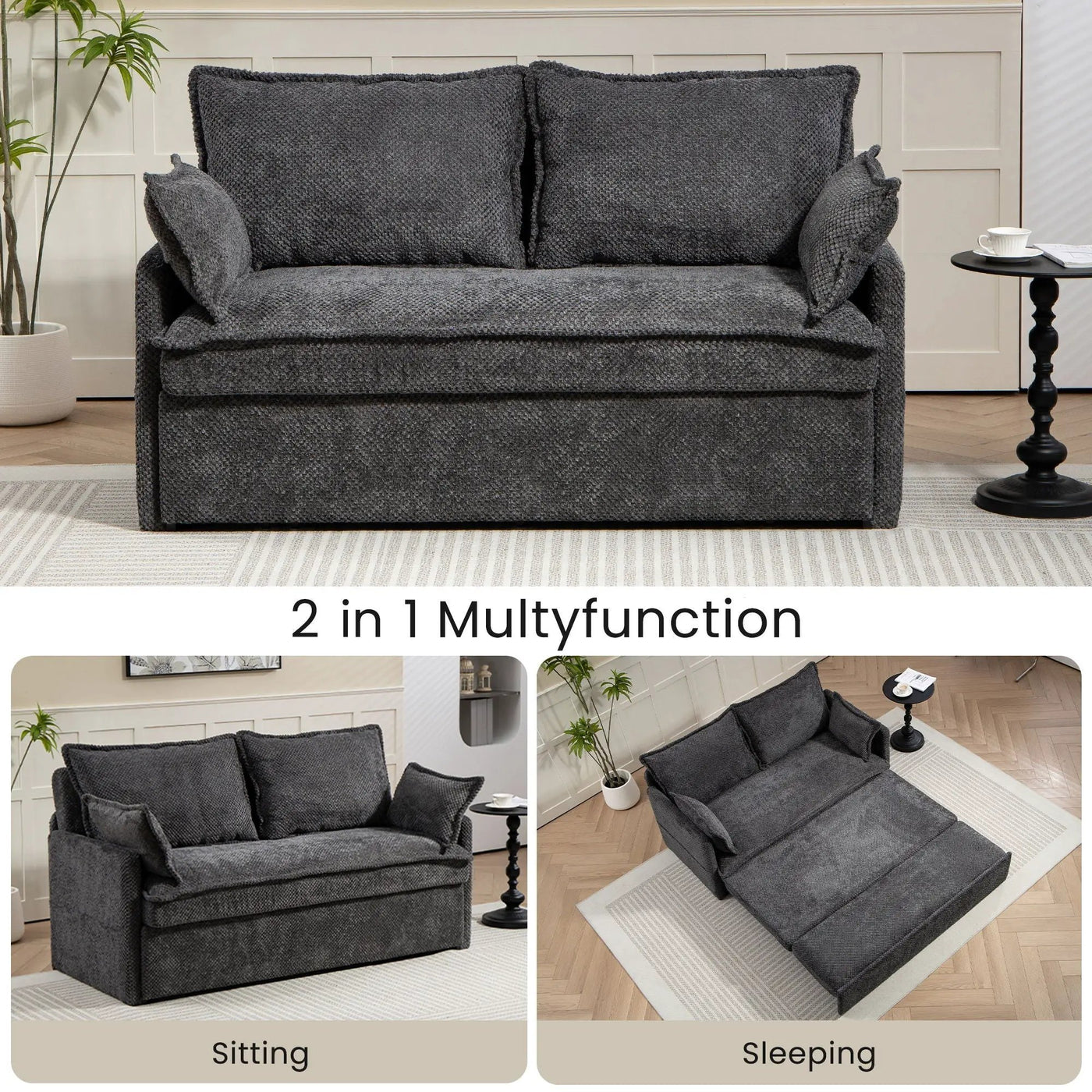 Pull Out Sofa Bed, Convertible Sleeper Sofa Couch, Side Storage, And USB / C - Type Charging Ports Chair by HouseOfZazla