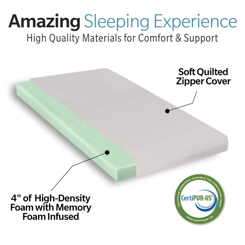 Memory Foam Camping Mattress Foldable, Portable With Water Resistant Cover - Gray by HouseOfZazla