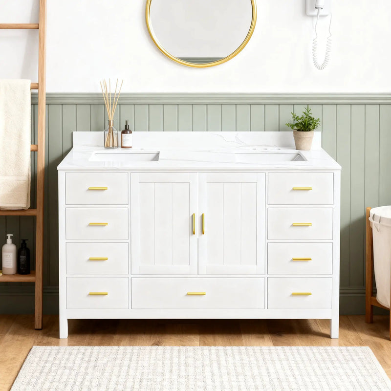 60" Solid Wood Bathroom Vanity with 2 Sinks by HouseOfZazla