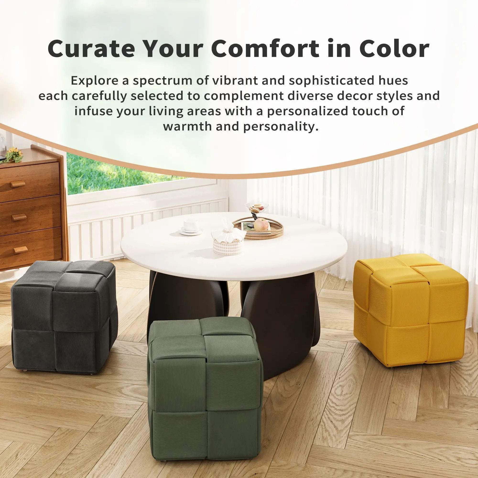 Modern Ottoman Foot Rest With Woven Design by Unique Piece Furniture