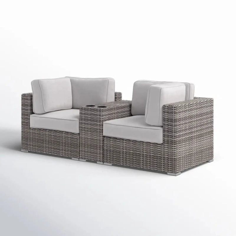 Handcrafted Outdoor Loveseat With Wicker Seating by Unique Piece Furniture