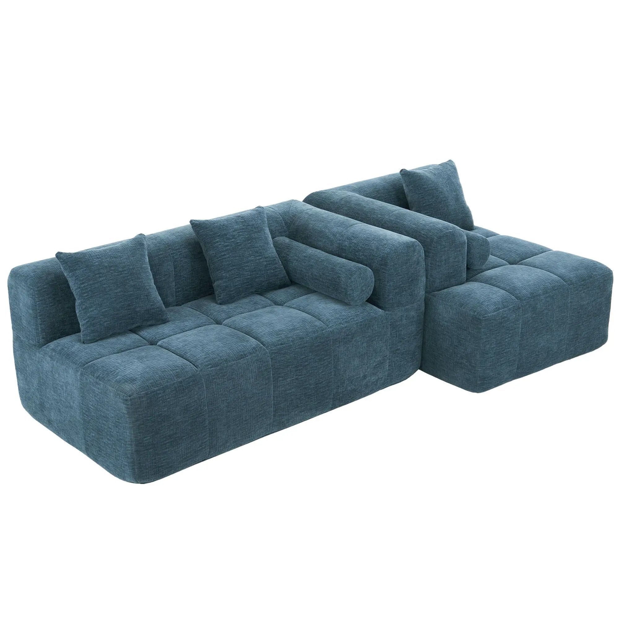 Sectional Free Combined Sofa With 2 Side Pockets by HouseOfZazla