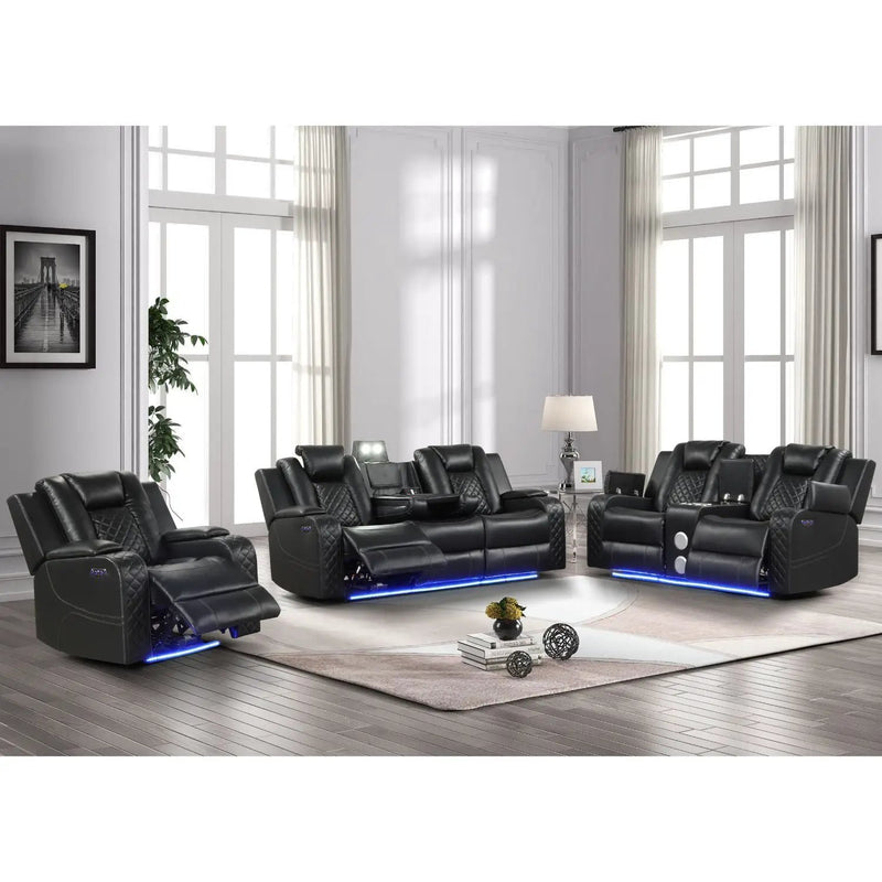Benz - LED & Power Recliner With Adjustable Headrests And Ambient LED Lighting by HouseOfZazla