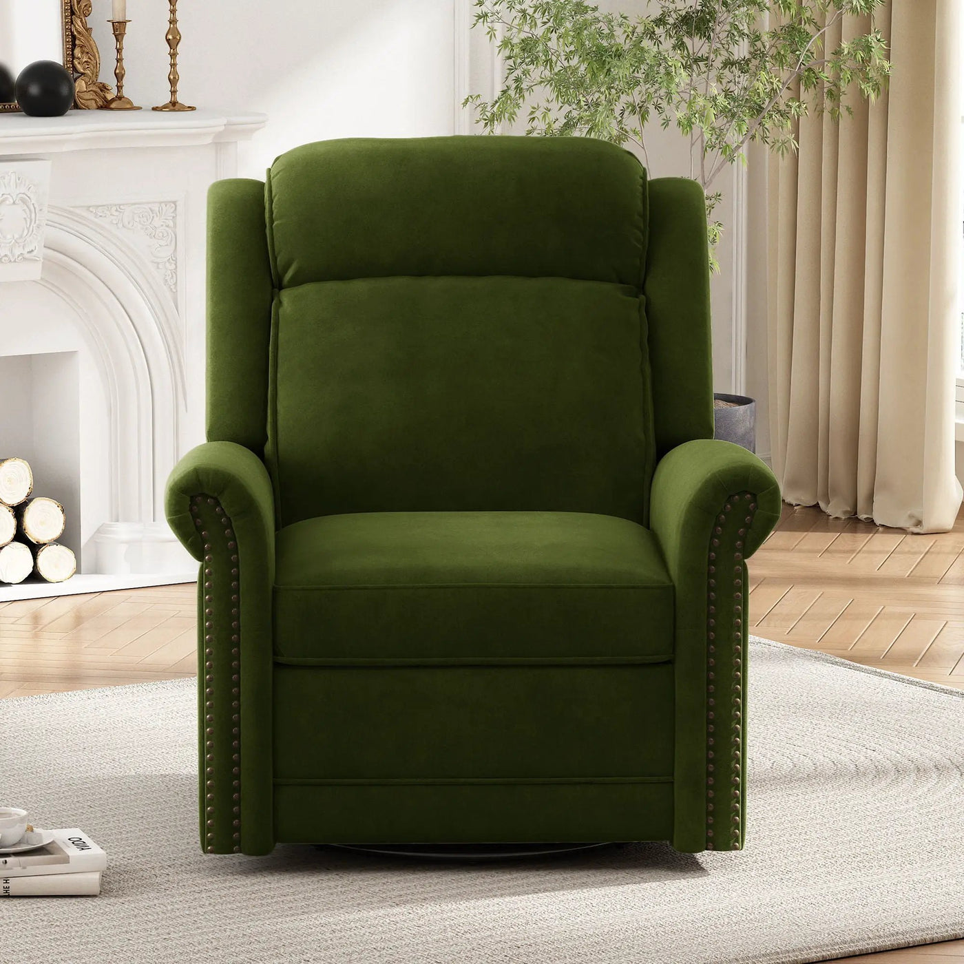 360 Degrees Swivel Recliner Manual Rocking Recliner Home With Adjustable Backrest by Unique Piece Furniture