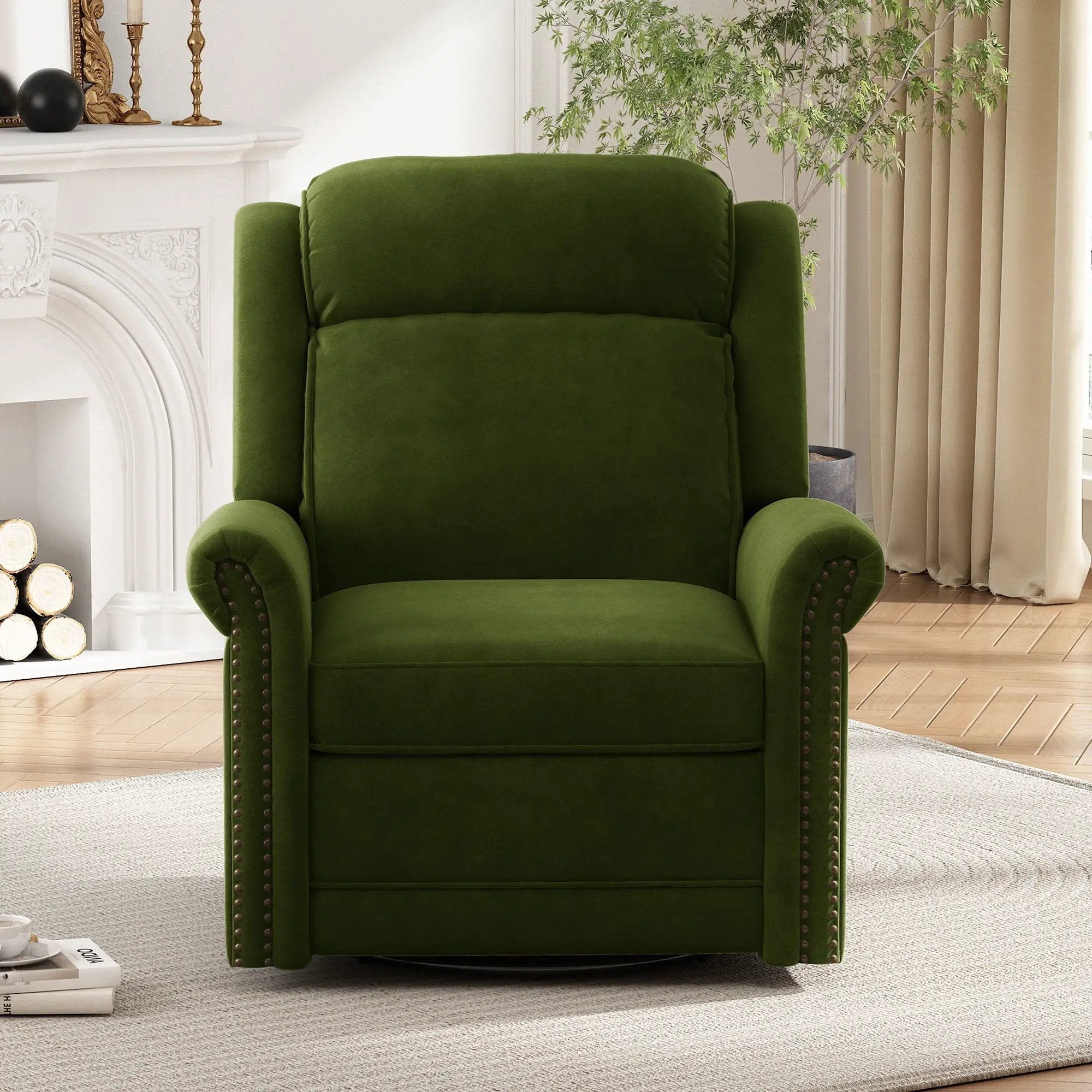 360 Degrees Swivel Recliner Manual Rocking Recliner Home With Adjustable Backrest by Unique Piece Furniture