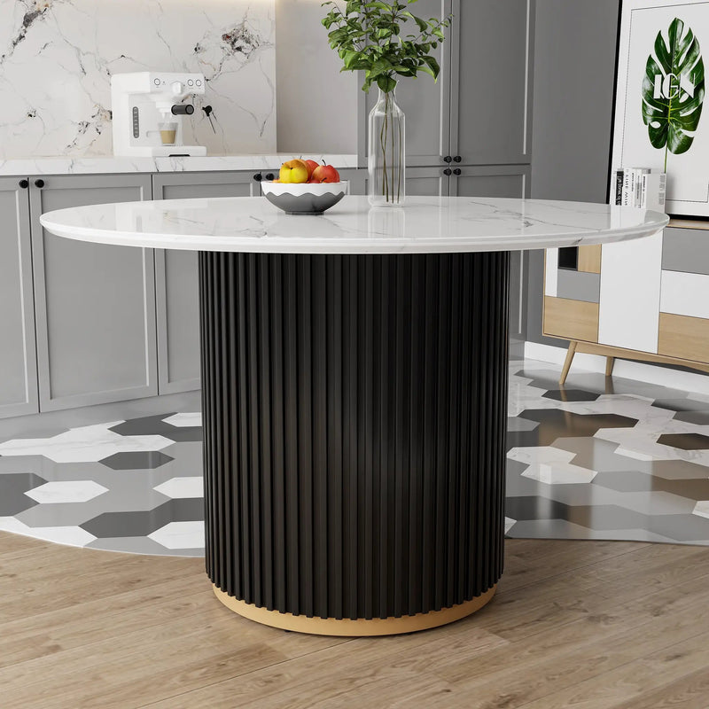 46 Inch Round Faux Marble Dining Table by HouseOfZazla