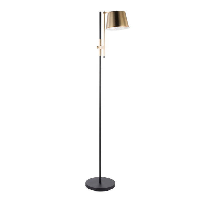 Metric - Industrial Floor Lamp - Black / Antique Brass by HouseOfZazla