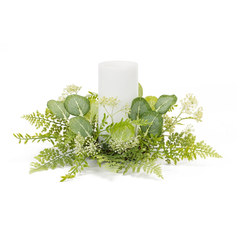 Mixed fern and eucalyptus foliage candle ring (set of 4), photo 2 of 2