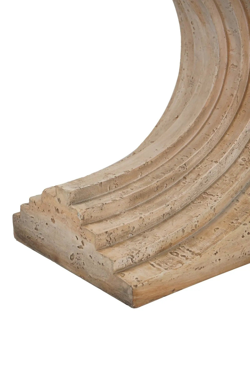 16.3x12.2x22.6 Modern Sculptural Arched Side Table with Faux Travertine Finish by HouseOfZazla