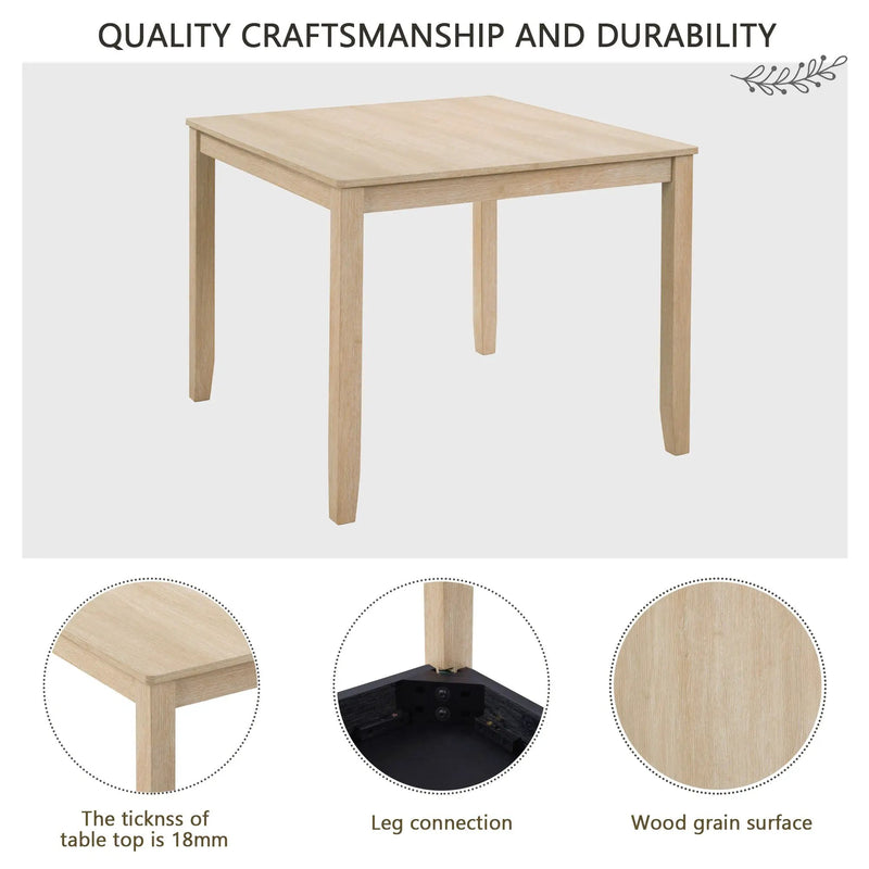 Modern 5-Piece Wooden Dining Table Set for 4 People in Light Oak by HouseOfZazla