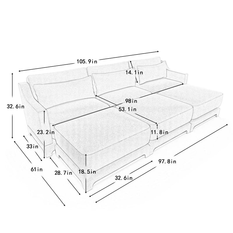Stylish Sofa With Ottoman And Lumbar Pillows, Ergonomic Design by HouseOfZazla