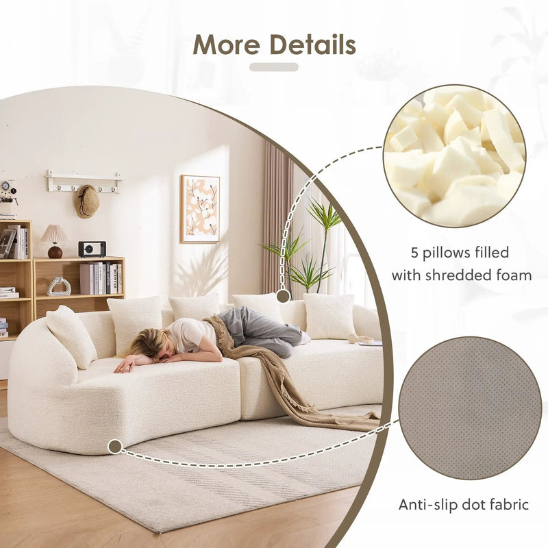 Curved Boneless Sofa, Compression Modular 110'' Sectional by HouseOfZazla