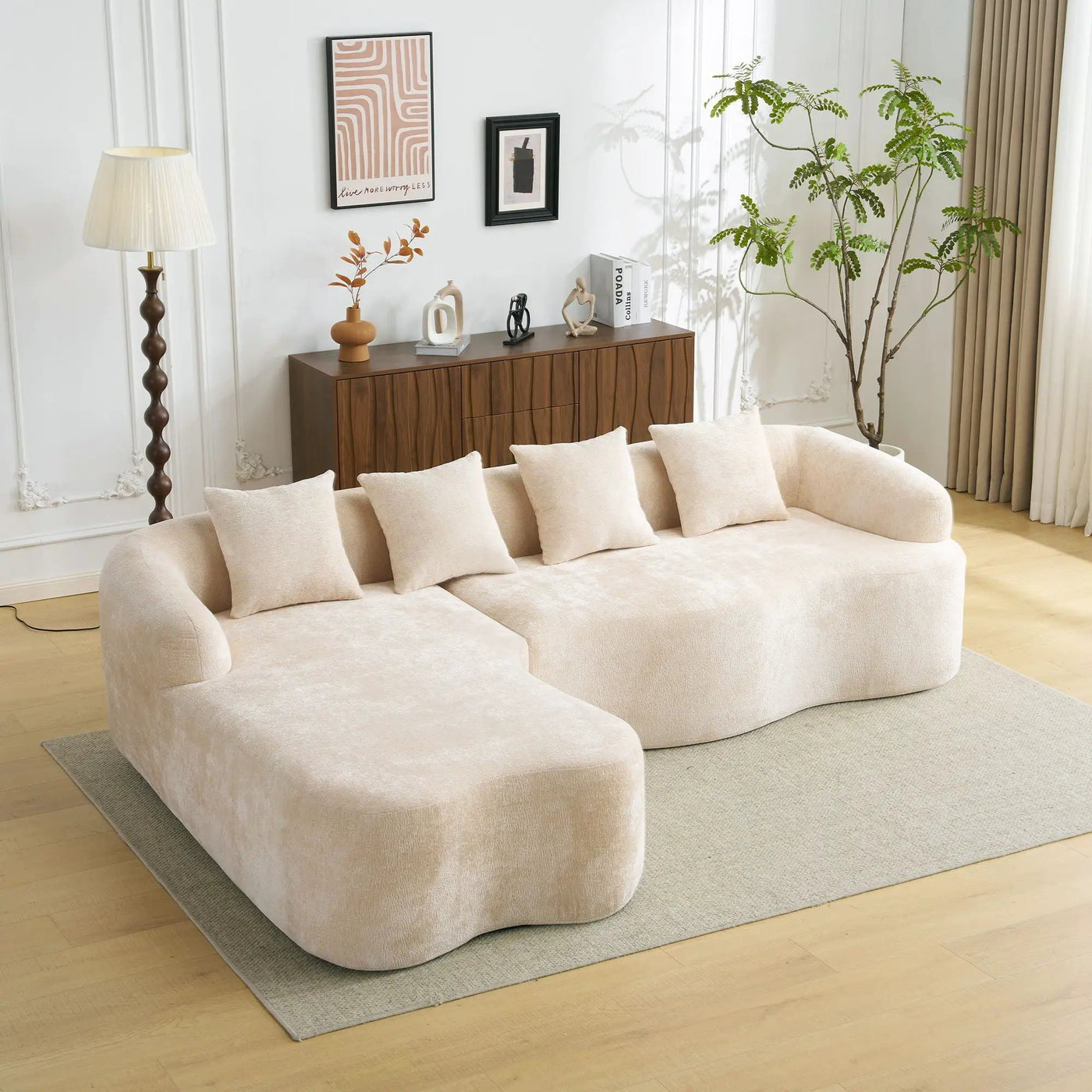 Modular L-Shape Sectional Sofa With Curved Chaise by HouseOfZazla