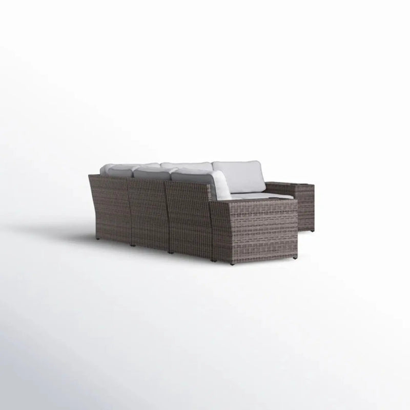 Wide Reversible Outdoor Sectional Sofa With Cushions - Brown / Gray by HouseOfZazla