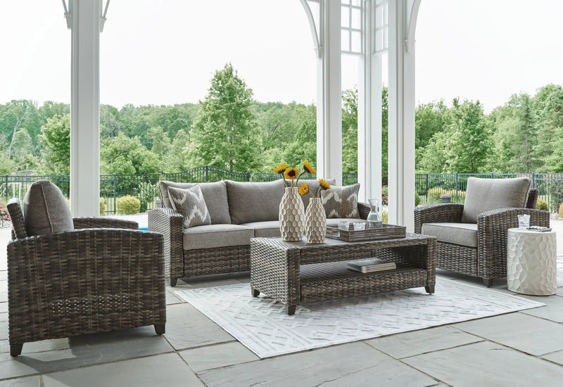 Oasis Court - Sofa, Chairs, Table Set (Set of 4) - Gray by Unique Piece Furniture
