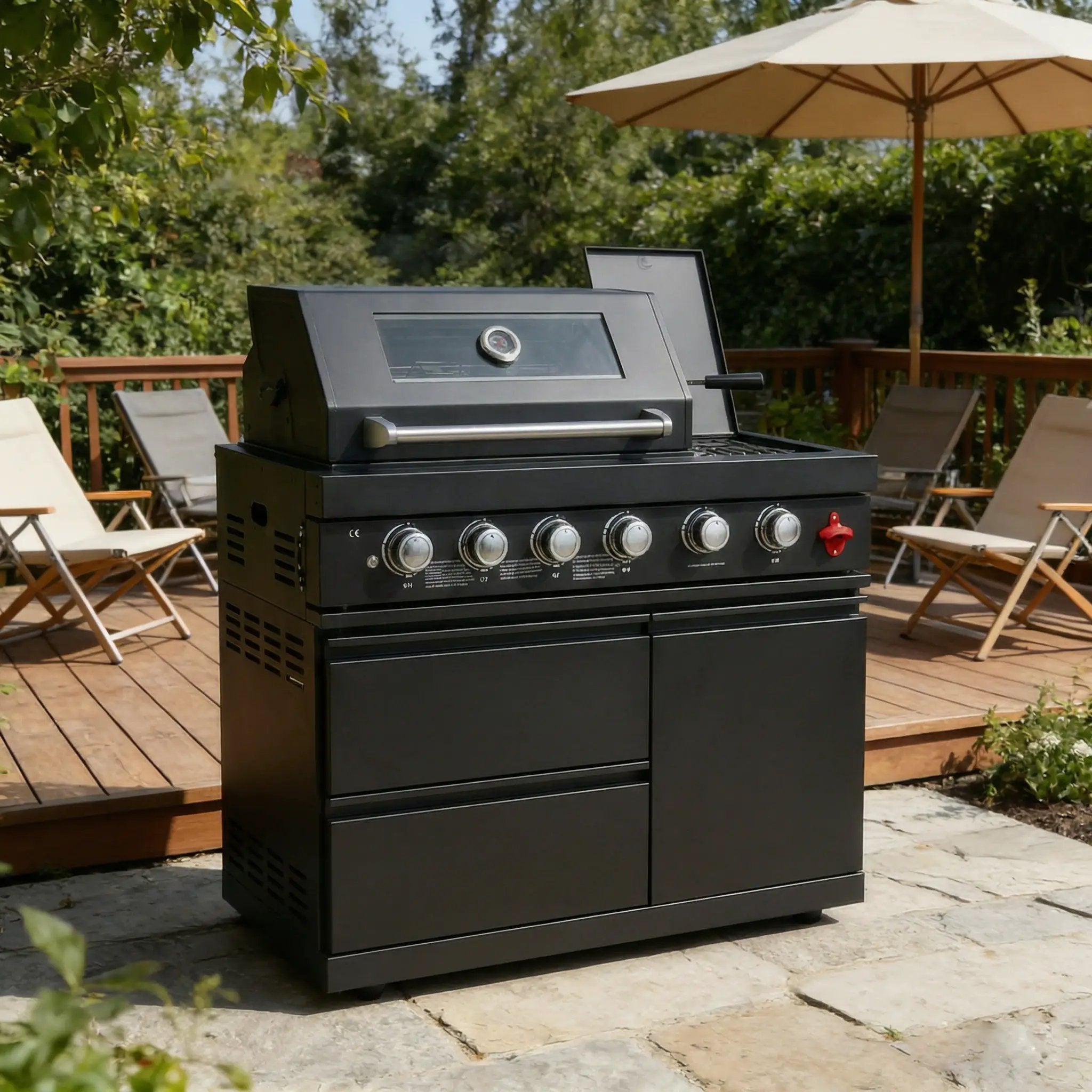 46-Inch 75300 BTU 6-Burners Deluxe Stainless Steel Gas Outdoor Kitchen Barbecue Grill by HouseOfZazla