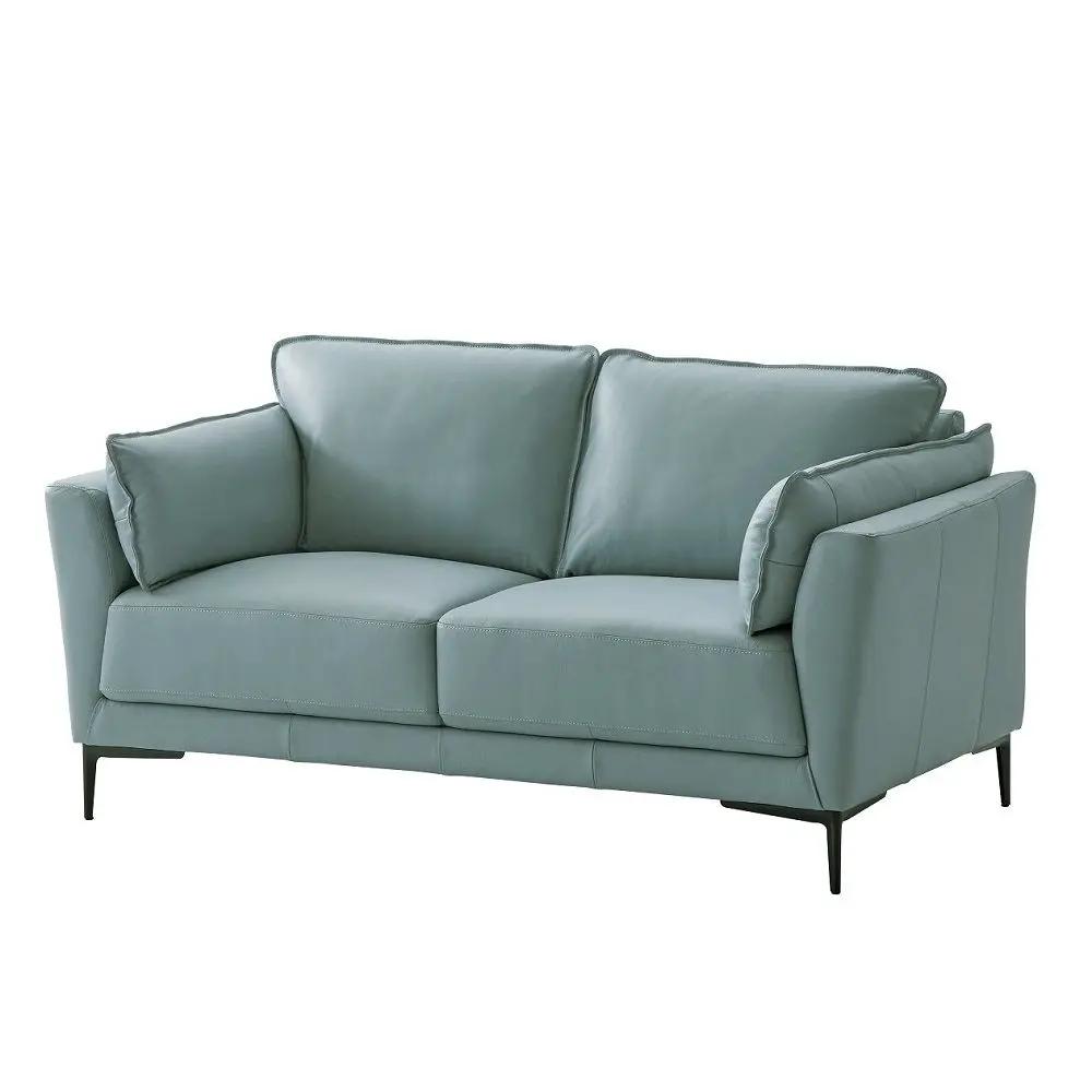 Mesut - Loveseat - Sage Green Top Grain Leather & Black by Unique Piece Furniture