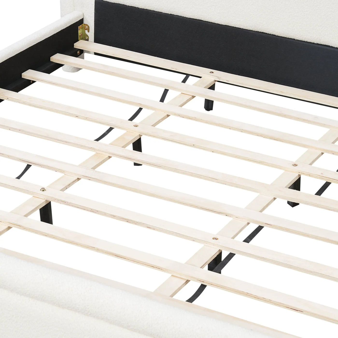 Upholstered Platform Bed Frame With Curved Headboard, Wood Slats Support by HouseOfZazla