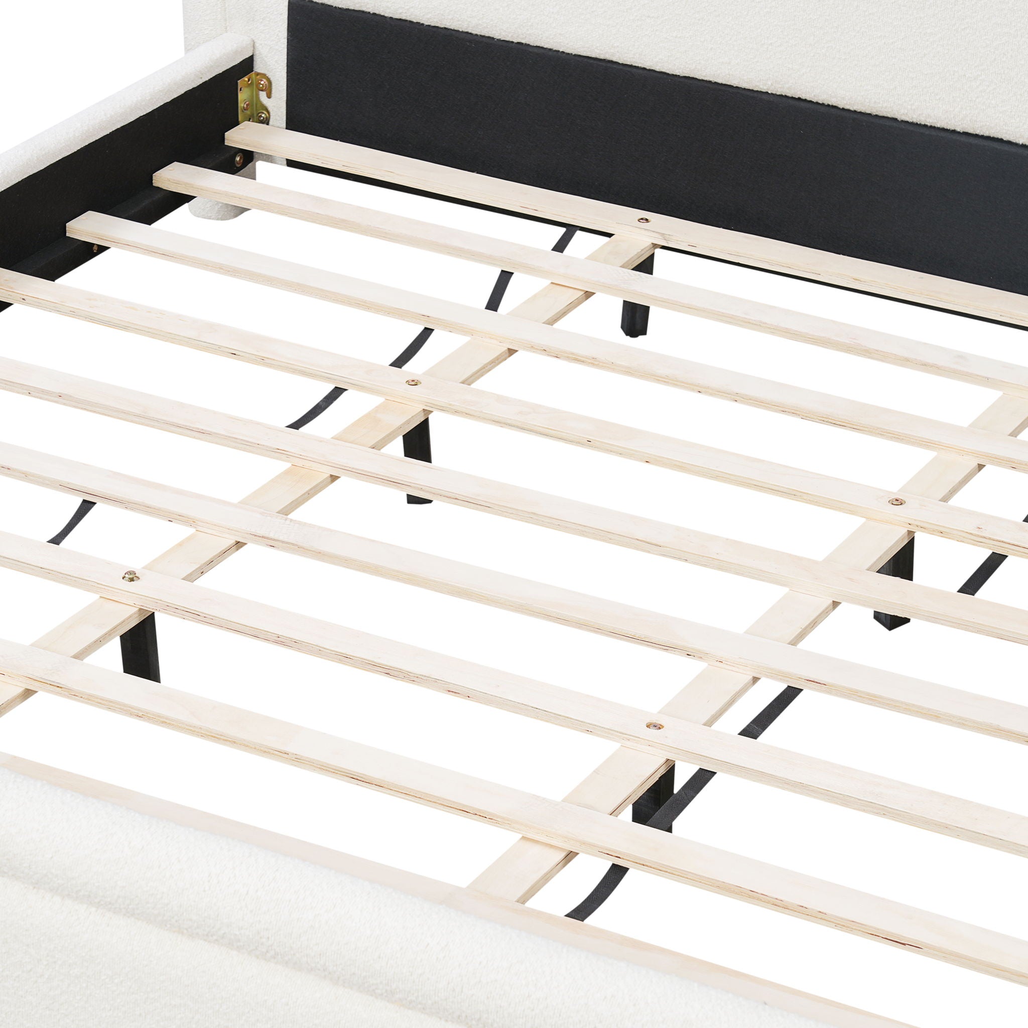 Upholstered Platform Bed Frame With Curved Headboard, Wood Slats Support by HouseOfZazla