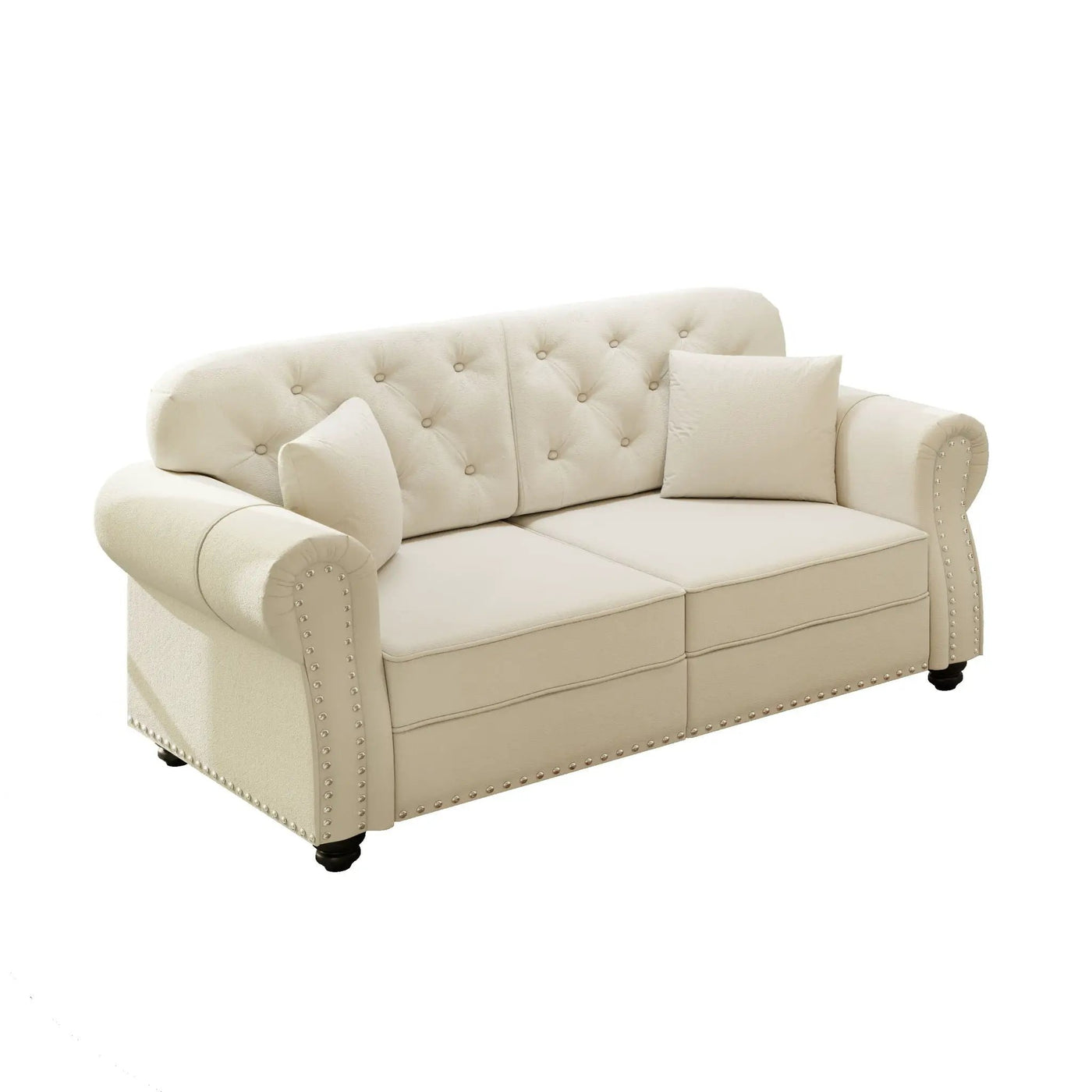 Upholstered Chesterfield Sofa With Nailhead Trim And Rolled Armrests by HouseOfZazla