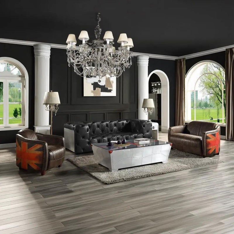Brancaster - Loveseat - Antique Slate Top Grain Leather by Unique Piece Furniture
