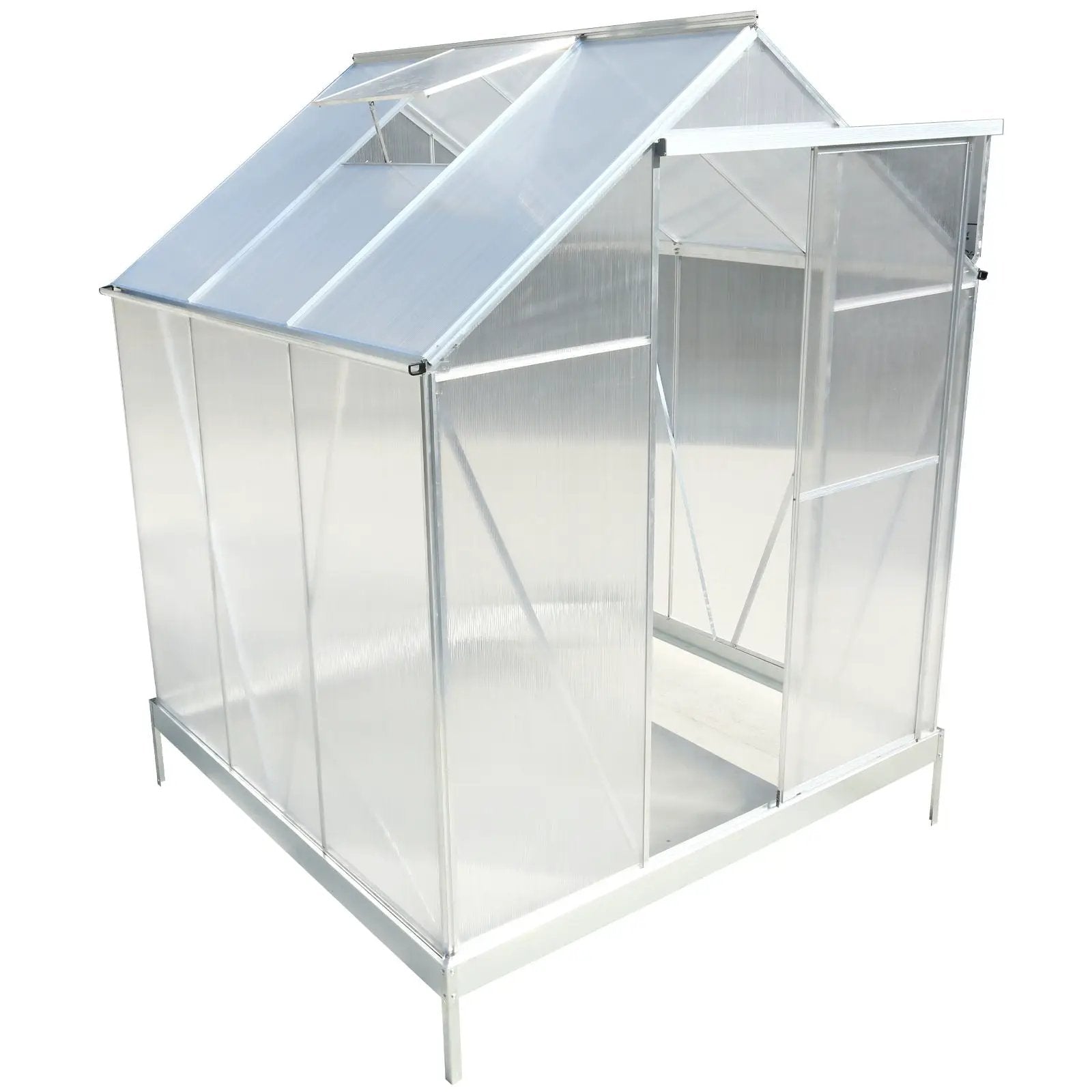 Polycarbonate house, Heavy Duty Outdoor Aluminum Walk-In House Kit With Rain Gutter, Vent And Door For Backyard Garden by HouseOfZazla