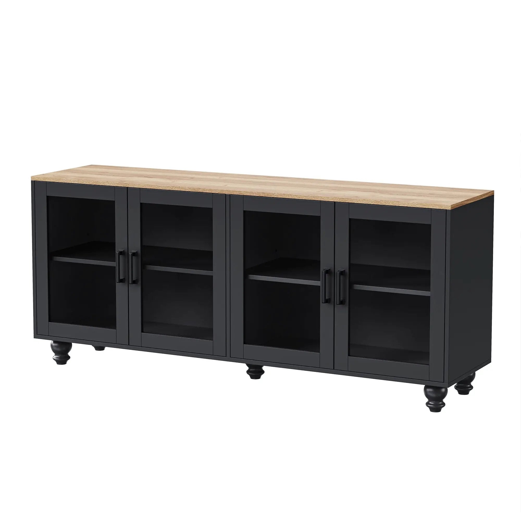 ON-TREND Farmhouse TV Stand with Tempered Glass Doors by HouseOfZazla
