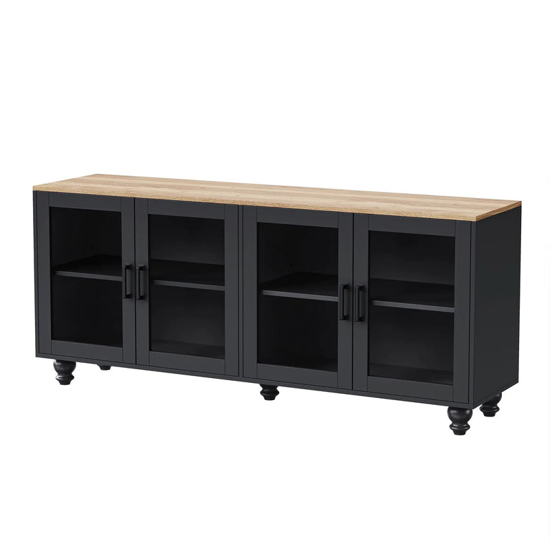 ON-TREND Farmhouse TV Stand with Tempered Glass Doors by HouseOfZazla