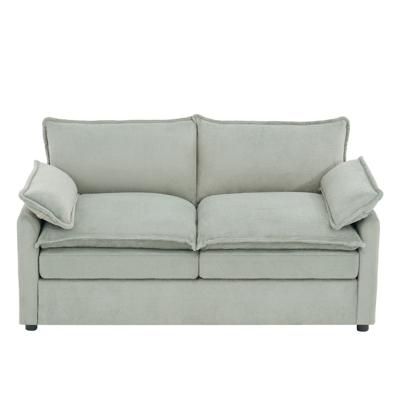 Modern Loveseat Sofa, Upholstered Couch With Side Storage Pockets by HouseOfZazla