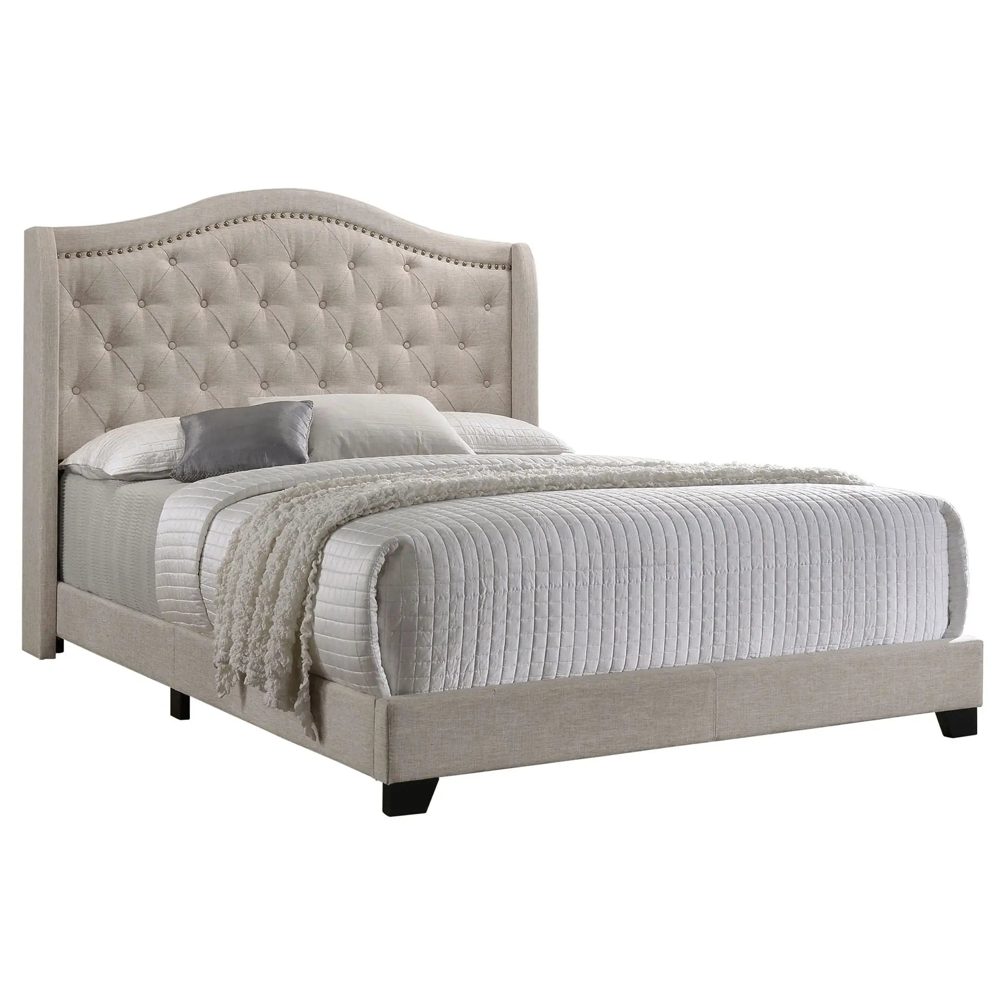 Sonoma Upholstered Full Wingback Bed Beige by Unique Piece Furniture