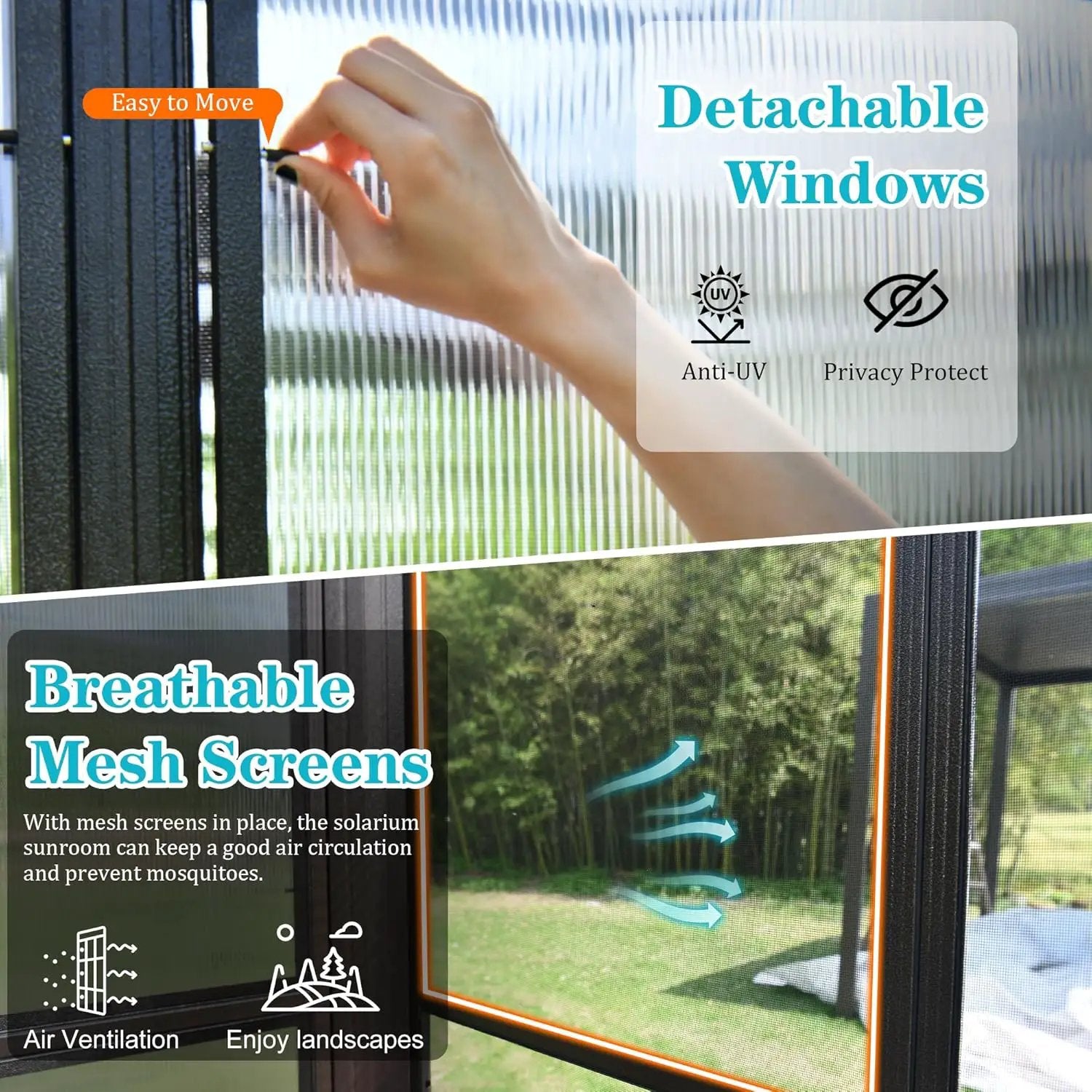 10x12FT All Season Aluminum Sunroom with Detachable Windows by HouseOfZazla
