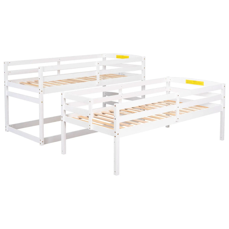 Twin Size Triple Bunk Bed With Storage Staircase, Separate Design - White