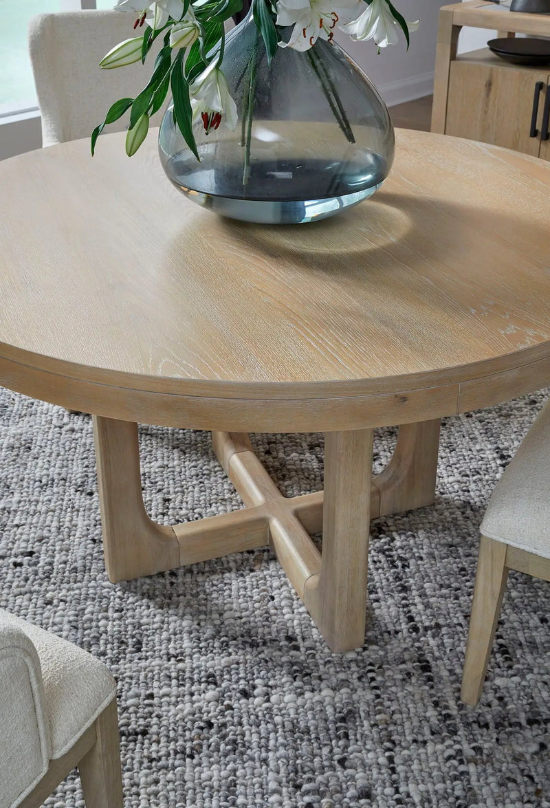 Somerset - Round Dining Table - Butternut and Omari Natural by Unique Piece Furniture